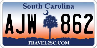 SC license plate AJW862