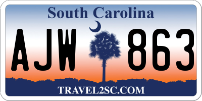 SC license plate AJW863