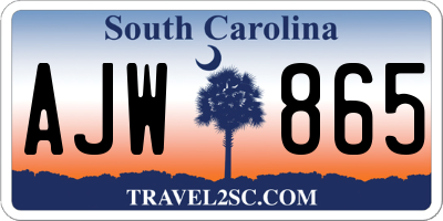 SC license plate AJW865