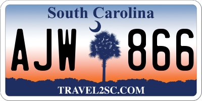 SC license plate AJW866