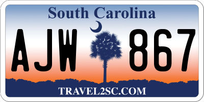 SC license plate AJW867