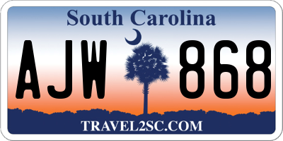 SC license plate AJW868