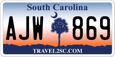 SC license plate AJW869
