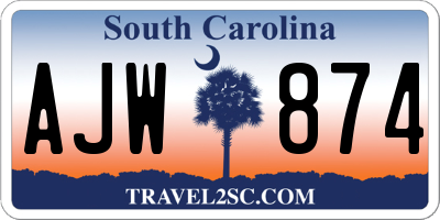 SC license plate AJW874