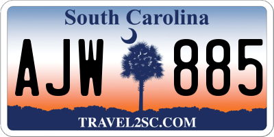 SC license plate AJW885