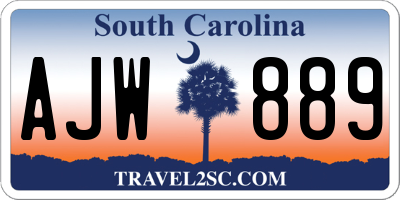 SC license plate AJW889
