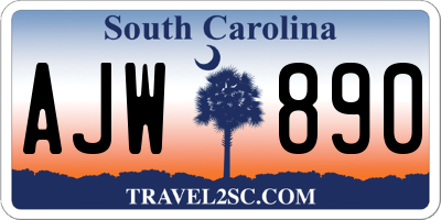 SC license plate AJW890