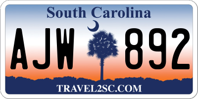 SC license plate AJW892