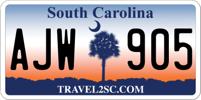 SC license plate AJW905