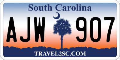 SC license plate AJW907