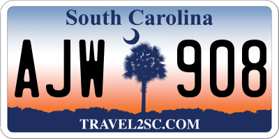 SC license plate AJW908