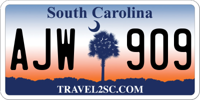 SC license plate AJW909