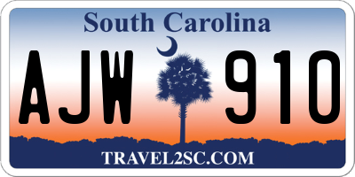SC license plate AJW910