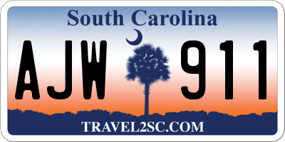 SC license plate AJW911