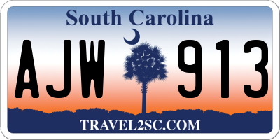 SC license plate AJW913