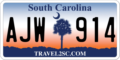 SC license plate AJW914