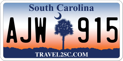 SC license plate AJW915