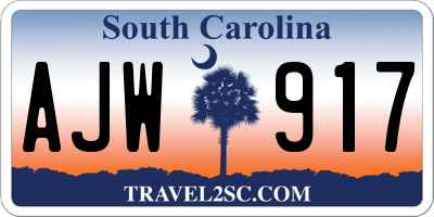 SC license plate AJW917