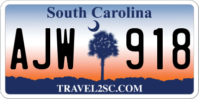 SC license plate AJW918