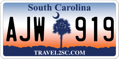 SC license plate AJW919