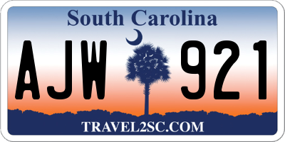 SC license plate AJW921