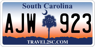 SC license plate AJW923