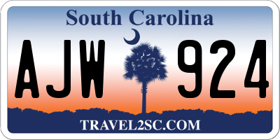 SC license plate AJW924