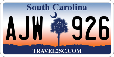 SC license plate AJW926