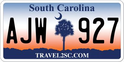 SC license plate AJW927