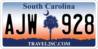 SC license plate AJW928