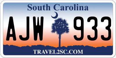 SC license plate AJW933