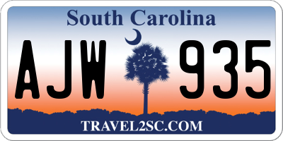 SC license plate AJW935
