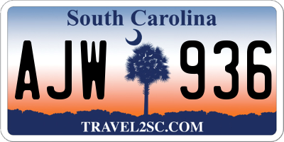 SC license plate AJW936