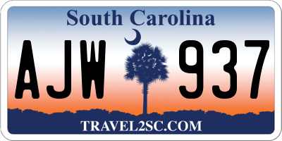 SC license plate AJW937
