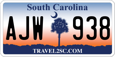SC license plate AJW938