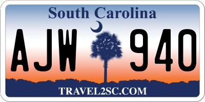 SC license plate AJW940