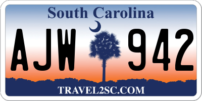 SC license plate AJW942