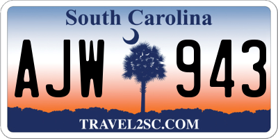 SC license plate AJW943