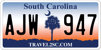SC license plate AJW947