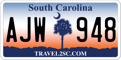 SC license plate AJW948