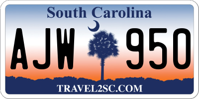 SC license plate AJW950