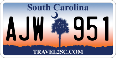 SC license plate AJW951