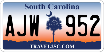 SC license plate AJW952