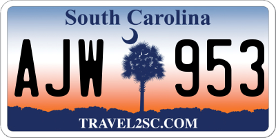 SC license plate AJW953