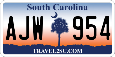 SC license plate AJW954