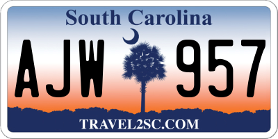 SC license plate AJW957