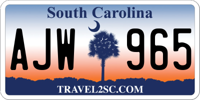 SC license plate AJW965