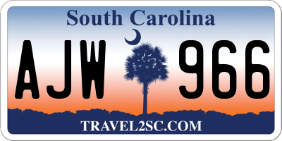 SC license plate AJW966