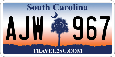 SC license plate AJW967
