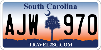 SC license plate AJW970